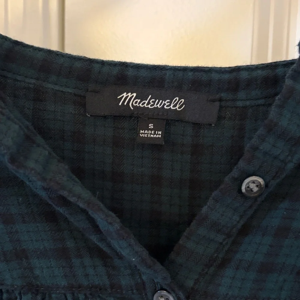 Madewell Navy Plaid Blouse - Picture 2 of 5